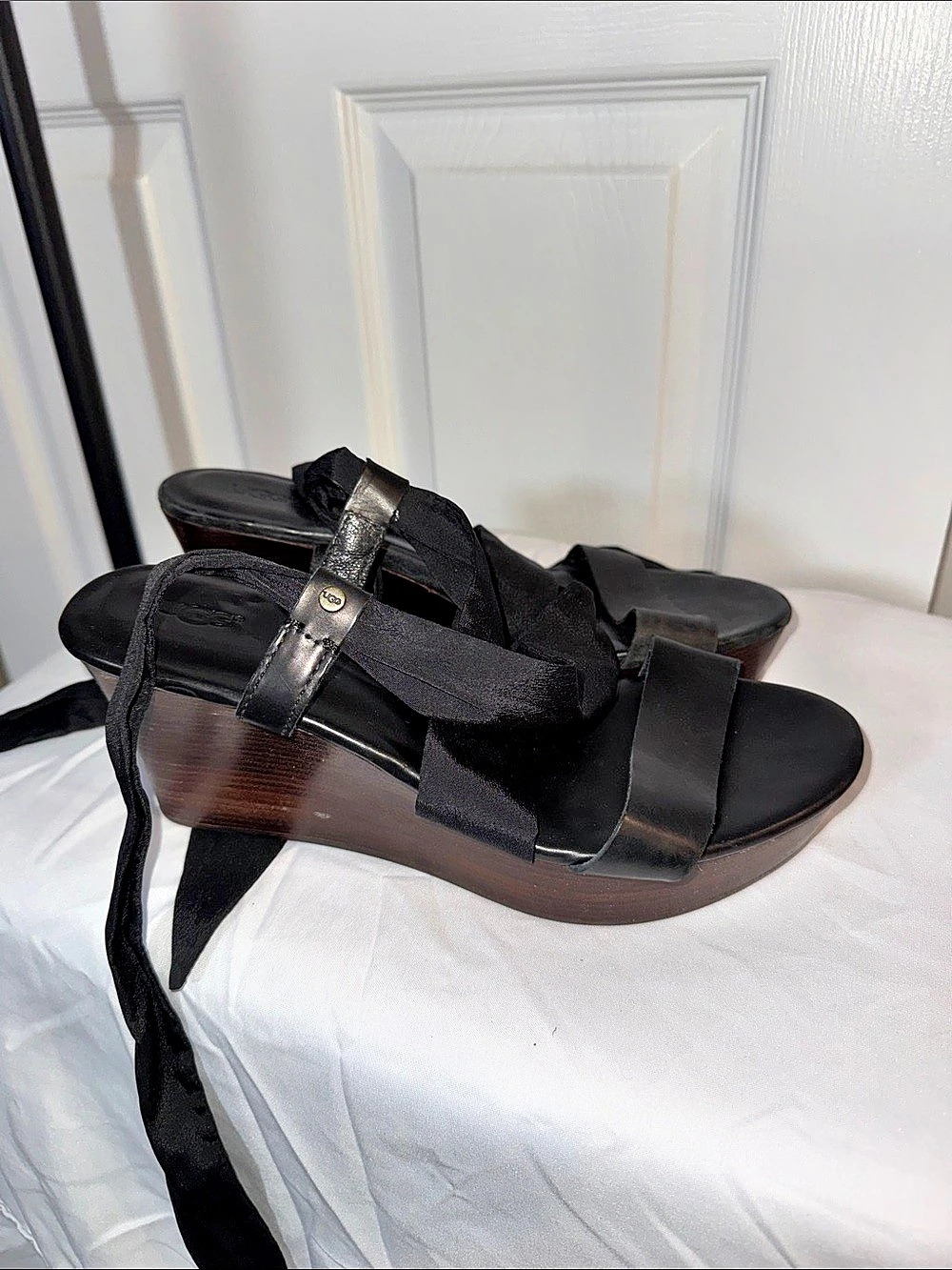 UGG Yarrow Wedge Sandal Black Wedge Sandals